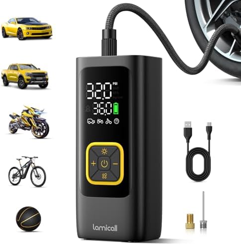 Lamicall Car Tire Inflator Portable Air Compressor, 4X Faster, 150 PSI
