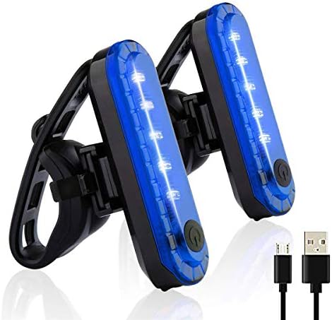 Blue Bike Tail Lights 2 Pack, Ultra Bright USB Rechargeable Bicycle Taillights, High Intensity Led Rear Bike Light Fits on Any Road Bikes or Helmets