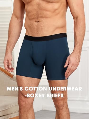 Men's Boxer Briefs Soft Breathable Stretch Cotton Underwear 4-Pack