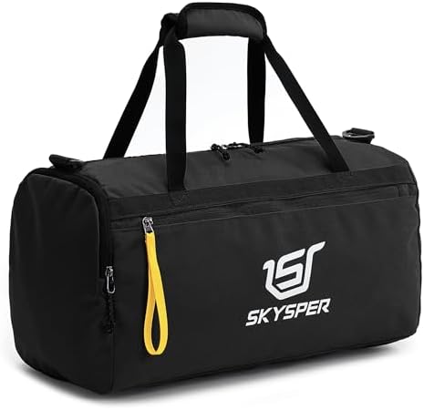 SKYSPER 30L Gym Duffel - Sports Bag Small with Wet Pocket for Sport, Travel, Fitness & Workout Men Women(Black)