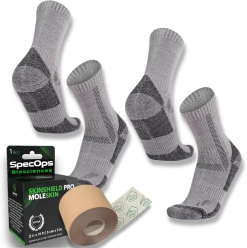 SpecOps Biosciences Thin Moleskin + 2 Pairs Merino Wool Blend Socks