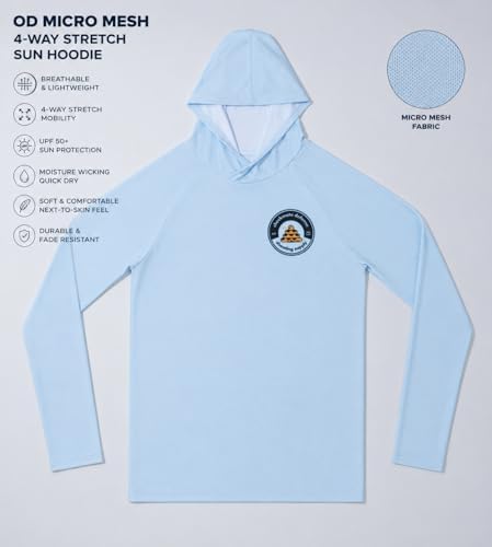 Outdoor Performance Hoodie, Lightweight Micro Mesh Hooded Shirt with 4-Way Stretch for Hiking Fishing Gym