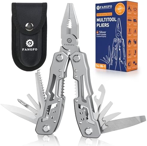 14-In-1 Multitool Pliers，Premium Portable Multi Tool ，with Safety Locking Professional Stainless Steel Multitool Pliers Pocket Knife,Apply to Survival, Camping,