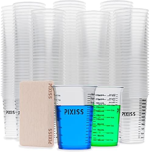 Pixiss Disposable Epoxy Resin Mixing Cups with Measurements (50-Pack) Mixing Cups for Mixing Containers, Epoxy Cups For Epoxy Measuring Cups - 20 Resin Mixing Sticks