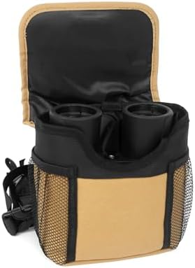 Universal Binocular Case, Binocular Harness for Hunting Case with Adjustable Shoulder Straps 2 Mesh Pockets for Hiking, Hunting, Backpacking, Outdoor Travel （Khaki）