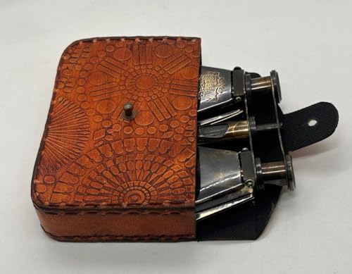 Vintage Antique Brass Binocular Telescope 3" Zoomable Pocket Spyglass – Portable Pirate Style Nautical Scope for Travel, Hiking, Outdoor Adventures, Birdwatching & Home Decor (Brass, with Box)