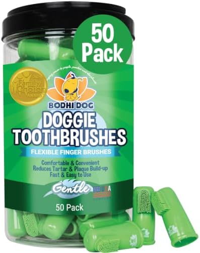 Bodhi Dog Finger Toothbrush for Dogs & Cats - Puppy Toothbrush with Soft Flexible Silicone Bristles, Gentle for Sensitive Gums, Promotes Healthy Teeth & Gums, Easy Teeth Cleaning Tool (50 Count)