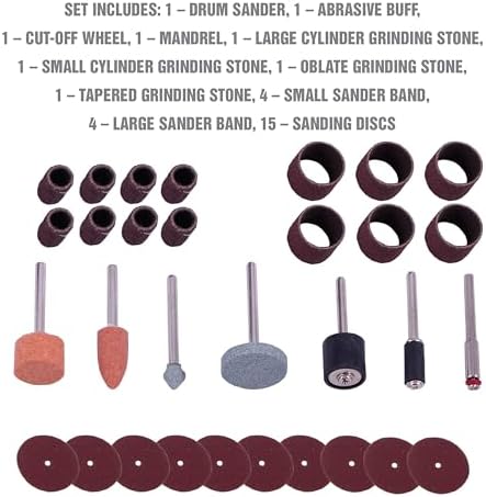 OEMTOOLS 26511 31-Piece Rotary Tool Set, Rotary Tool Accessories, Grinding Bit, Woodworking Tools and Accessories, Rotary Tool Accessories Kit