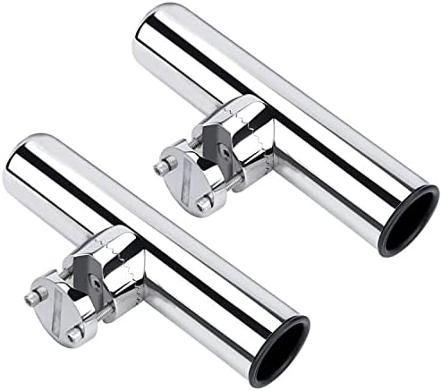 Fishing Rod Holders for Boat, 2 Pack Stainless Steel Rail Mount Rod Holders Clamp on 1" to 1-1/4" Rail for Fishing Boats, Kayaks, Canoes, and Other watercraft.