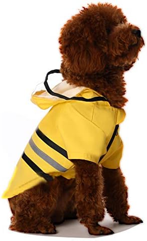 Wizland Reflective Dog Raincoat Dog Rain Jacket with Hood Lightweight Waterproof Rain Coat for Puppies (Yellow XS)