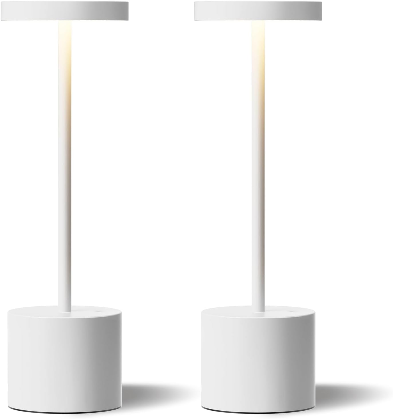 Kakanuo White Cordless Lamp Set, Rechargeable Lamp, 3 Color Temperature, LED Outdoor Wireless Lamps, Battery Operated Lamps, Stepless Dimmable, Touch Control