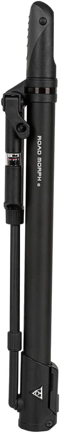 Topeak Road Morph Bike Pump – Portable Mini Floor Pump with Gauge, Fits Presta, Schrader & Dunlop Valves, 140 PSI Max, Aluminum Barrel, Fold-Out Foot Pad, Flexible Hose & Mount Bracket, Lightweight