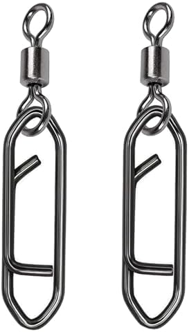 QISHUO Stainless Steel Fishing Swivels Lure Tackle Clips Snap Swivels Strength Barrel Saltwater Swivel Fishing Rolling Black Nickel