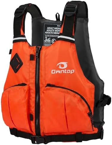 Owntop Women & Men Swim Vest for Kayaking & Paddle Sports, Adjustable Swimming Vest for Adult, Large Armhole Swim Jacket with Waist Strap for Fishing & Boating