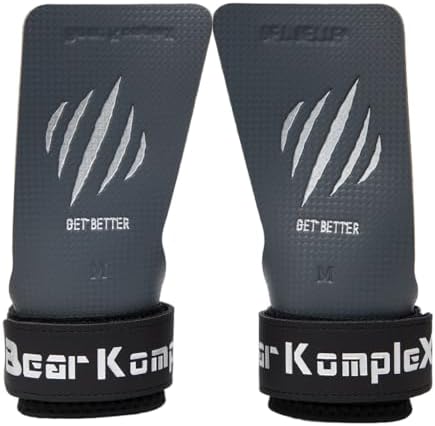 Bear KompleX No Hole Hand Grips - Non-Slip Fingerless Gymnastics Grips for Weight Lifting, Pull-ups & Cross Training | Lightweight, Padded Wrists & Foldable Grip.