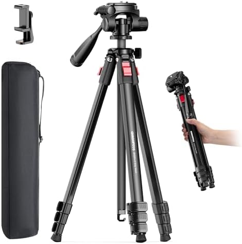 CAMBOFOTO 68 Inch Video Tripod with Pan Handle for Camera Phone Camcorder