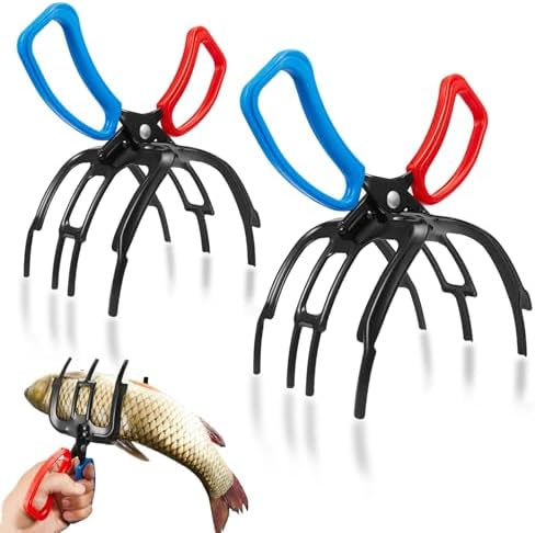 2 PCS Fish Gripper, 3 Claw Fish Grippers for Fishing Pliers, Metal Control, Multi 3 Teeth Clamp Claw Grabber Tool for Most Freshwater Hook Remover, Tackle Holder