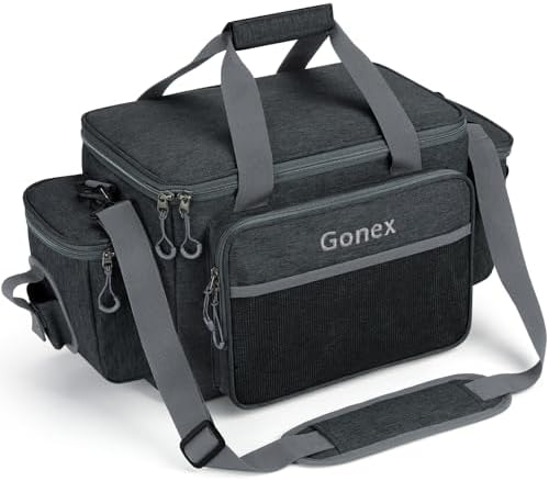 Gonex Fishing Tackle Bags for Saltwater & Freshwater, Fishing Gear Storage Bag with Water Resistant Bottom Suitable for 3600 3700 Size Tackle Box