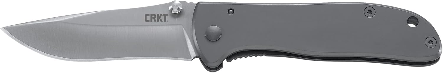 CRKT Drifter EDC Folding Pocket Knife: Everyday Carry, Gray Ti Nitride Blade, Thumb Stud Opening, Stainless Steel Handle, Pocket Clip 6450S