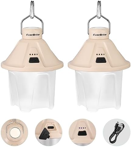 EverBrite 2 Pack Rechargeable Camping Lantern, 450LM LED Tent Light