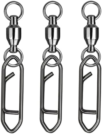 Atibin Snap Connector Fishing Swivels Stainless Bearing Ball Snap Swivels Steel Quick Change Fishing Clips Swivel Black Nickel