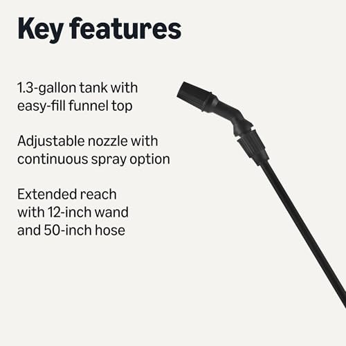 Amazon Basics Garden Sprayer for Gardens and Flower Beds, 1.3 Gallon (5L) Capacity with Extension Wand