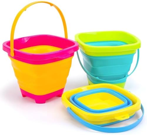 Shindel Collapsible Bucket for Kids,3 Pcs, Multicolor, Silicone | Foldable Pail Bucket, Summer Outdoor Travel Toys, Camping Gear, Beach Essentials, Sand Play Toys