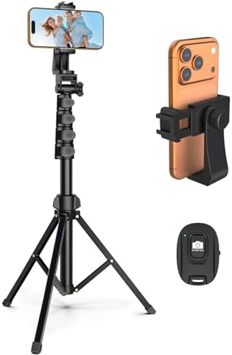 Liphisy 64” Tripod for Cell Phone & Camera with Remote and Phone Holder