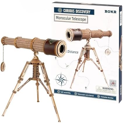 ROKR 3D Wooden Puzzles-Model Building Kits-DIY Kits for Adults-Wooden Monocular Telescope Science Gifts Kits for Adults