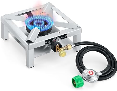 COOKAMP Propane Burner Angle Iron Camp Stove with CSA Listed Regulator and 4ft Hose (SS1200)
