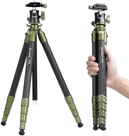 Cayer CH35 Travel Tripod, 53.6" Carbon Fiber Tube with Compact Ball Head