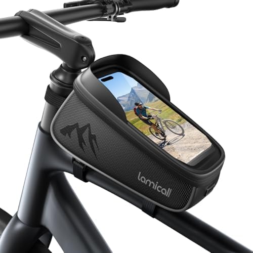 Lamicall Bike Frame Bag Waterproof - [1.6L Large Capacity] Bike Phone Bag