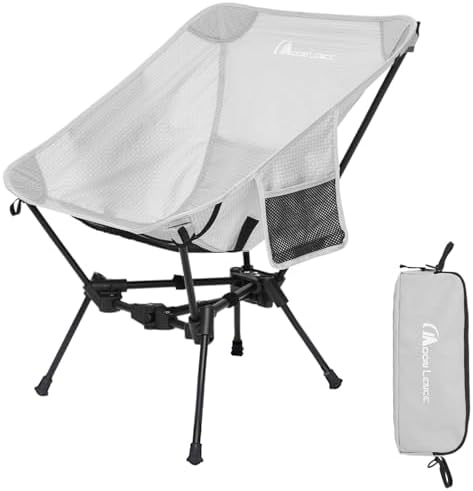 MOON LENCE Portable Camping Chair, Lightweight Backpacking Hiking Chairs,Compact, Foldable,330 lbs Capacity (Grey, Standard)
