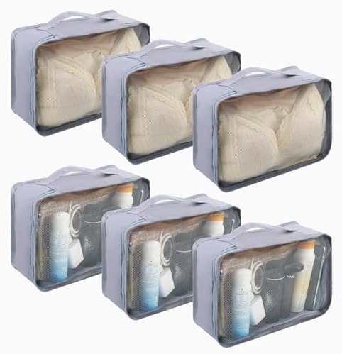 6Pack Small Mesh Packing Cubes Travel, Luggage Organizer Bags Suitcase