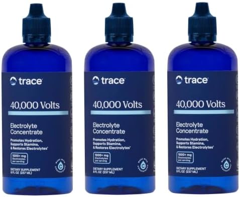 Trace Minerals 40,000 Volts Electrolyte Drops, 3-Pack, 8 fl oz, 144 Serv