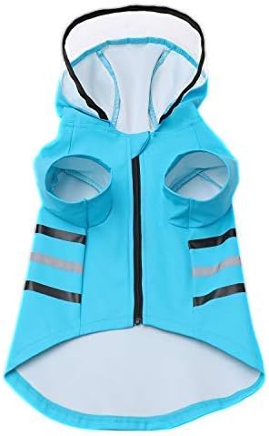 Wizland Reflective Dog Raincoat Dog Rain Jacket with Hood Lightweight Waterproof Rain Coat for Puppies (Blue XS)
