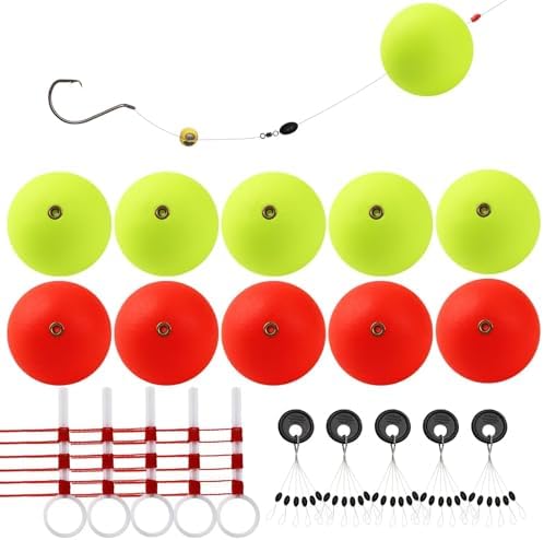 Dovesun 20pcs Slip Fishing Bobber Fishing Float Slip Fishing Rig Rubber Bobber Stoppers for Crappie Panfish Walleyes Trout Bass Fishing