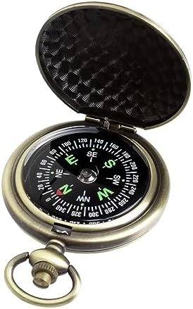 Zinc Alloy Waterproof Golden Keychain Compass - Vintage Antique Design for Kids, Boy Scouts & Hiking - Survival Orienteering & Navigation Gear