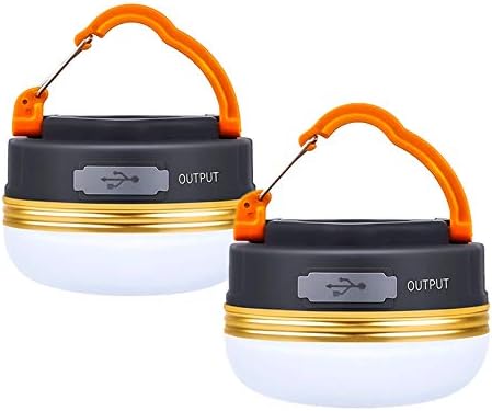 Censinda LED Camping Lantern, 1800mAh Rechargeable Portable Tent Light, 300LM,3 Light Modes, with Magnet Base,Electric Lantern Flashlight for Camping/Hiking/Fishing/Hurricane/Emergency(2 Packs)