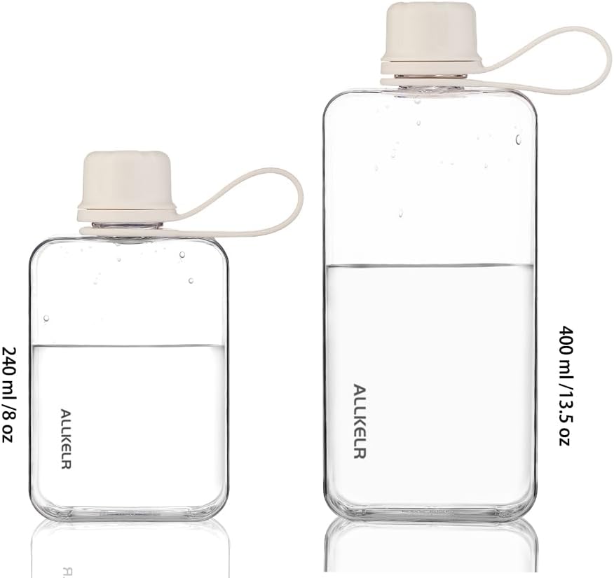 Portable Flat Water Bottle, 13.5 oz, White