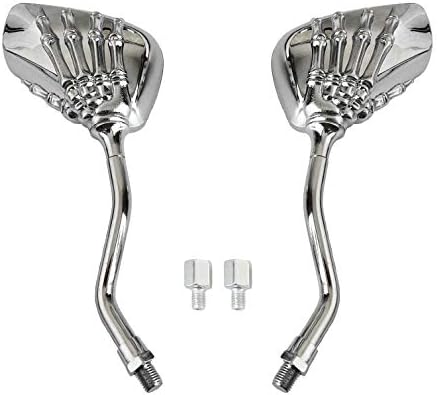 Universal Bicycle Mirror Bike Rear View Mirror 8mm 10mm Skull Hand Style Also for Motorcycle Rear View Mirrors silver
