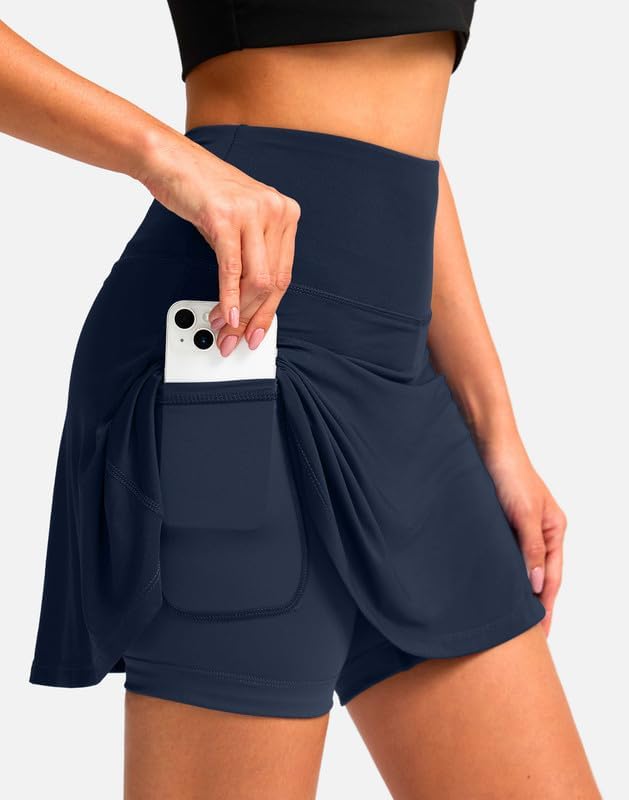 Women's Cycling Skirts 4D Padded Bike Shorts with Pockets High Waist Biking Skort for Road Mountain Bicycle Riding