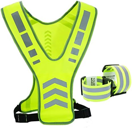 Reflective Running Vest Gear with Pocket for Women Men Kids, Safety Reflective Vest Bands for Night Cycling Walking Bicycle Jogging