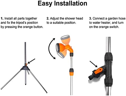 CAMPLUX Portable Poolside Outdoor Shower with on/off Valve and Tripod Stand