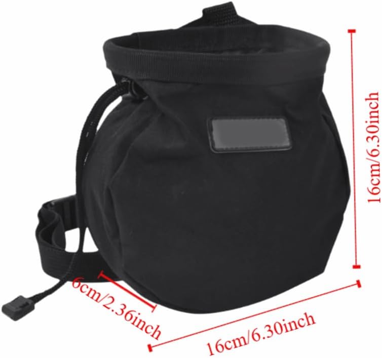 Chalk Bag with Adjustable Waist Belt – Durable Oxford Cloth Climbing Chalk Pouch for Rock Climbing, Gymnastics & Fitness Training (Black, 16x16x6cm)‌