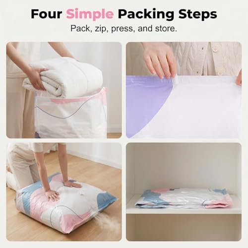 No-Pump Vacuum Storage Bags 2026 Cube Compression Space Saver Bags - Upgrade Large Storage Compression Bags No-Pump 3D Vacuum Storage Bags for Clothes, Comforters, Blankets (19 * 27in-3ps)