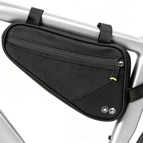 Bike Frame Bag, Water-Resistant Triangle Storage Travel Bag for Mountain Road Bike, Cycling Storage Tool Accessories with 3 Straps and Leg-Friendly Design