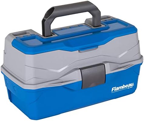 Flambeau Outdoors 6382 2-Tray Tackle Box, 15 Compartments, Blue and Gray