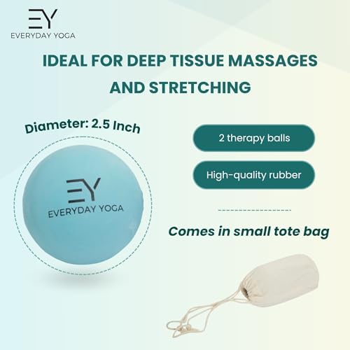 Everyday Yoga 2.5 Inch Massage Therapy Ball Set with Tote Bag - Aqua