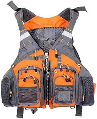 JKSPORTS Fly Fishing Vest - Fishing Safety Life Jacket for Swimming, Sailing, Boating, Kayak - Floating Multifunction Breathable Backpack for Men and Women - Adjustable, Grey/Green/Red/Blue